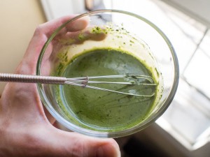 Making the matcha sauce (step 1)