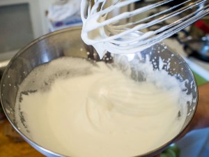 Whisking the heavy cream (step 3)